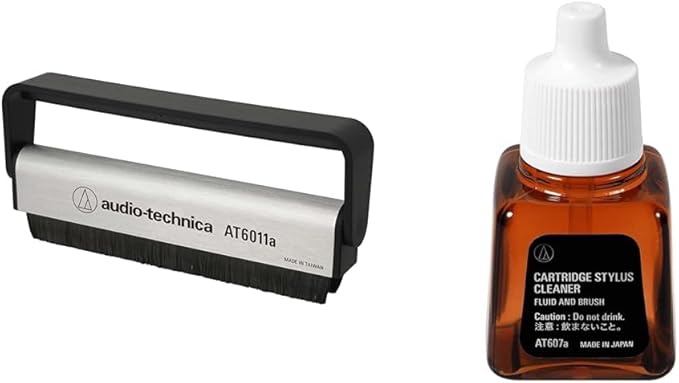 Audio-Technica AT6011a Anti-Static Record Brush & AT607a Cartridge Stylus Cleaner, Brown, 0.33 Fl Oz (Pack of 1)