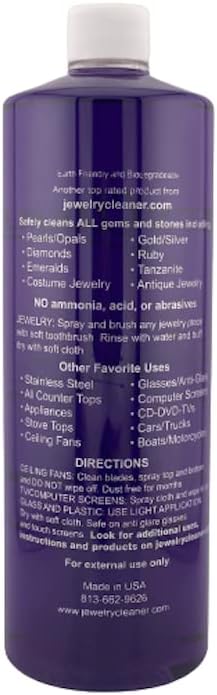 That's Amazing Jewelry & More Cleaner,Sparkling Gold, Pearls, You Gotta See It to Believe It 32 Ounce (Screw Cap Refill) Sold at Home Shows and Fairs Nationwide Purple Cleaner by Jewelrycleaner.com