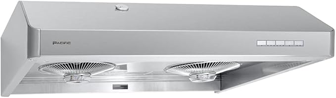 Pacific Auto Clean Under Cabinet Ducted Range Hood 42" - 900 CFM Powerful 6-Speed Kitchen Vent Hood - Electric Stainless Steel - LED Lights, Auto Steam Cleaning, Removable Grease Tray AC3342BS