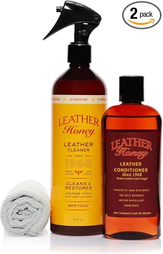 Leather Honey Conditioner and Cleaner Bundle with 8oz Conditioner, 16oz Spray Cleaner with UV Protectant, and Application Cloth