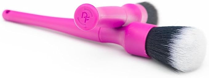 Detail Factory - Synthetic Detailing Brush Set - Long & Short Brush - Ultra-Soft Interior Car Cleaning Brushes for, Screens, Emblems, & Tight Spaces - Pink
