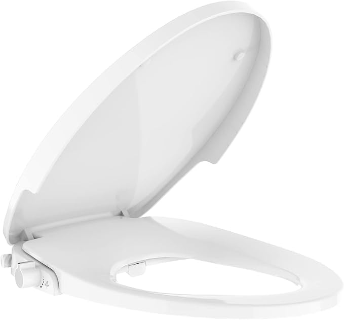 Bidet Toilet Seat Elongated, Non-Electric Bidet Seat with Dual Self-Cleaning Nozzles, Adjustable Water Pressure, Soft Close PP Material, Easy Installation Toilet Seat Bidet for Bathroom Hygiene