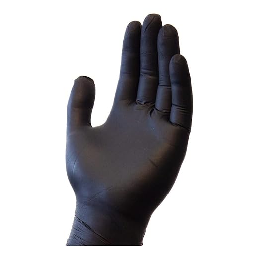 Safety Zone GNPR-LG-BK GNPR Standard Glove, Textured, Powder-Free, L, Nitrile, Black (Pack of 1000)
