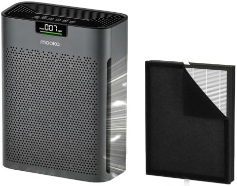 Air Purifier for Home Large Room 2200 Ft² KJ190H Grey with Filter Replacement, MOOKA H13 True HEPA Air Purifiers Cleaner for Pets, Washable Filters, Auto Mode