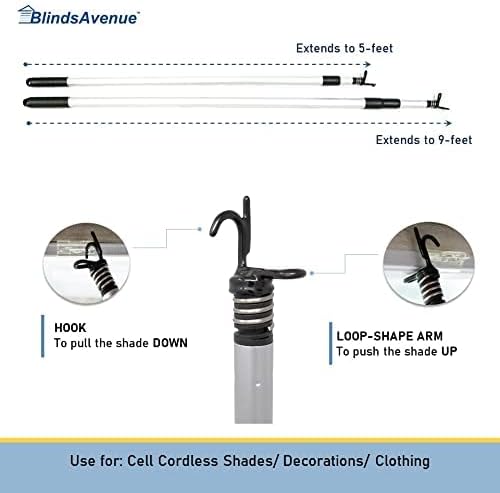 BlindsAvenue Multi-Purpose Adjustable Telescopic Aluminum Extension Pole (3ft-5ft)
