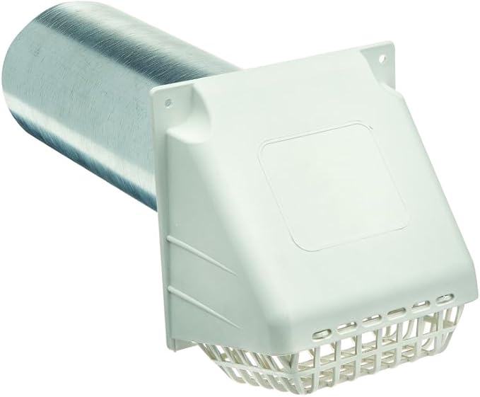 Deflecto Dryer Vent Hood, Wide Mouth, 4", White (RVHAW4)