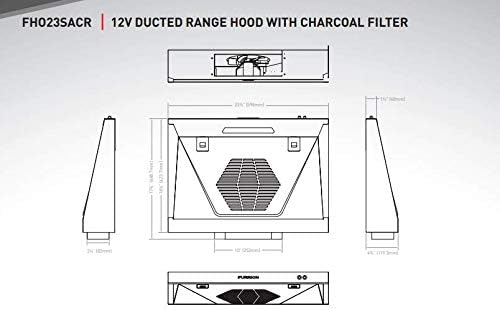 Furrion 12V RV Under-Cabinet Ducted Range Hood with Replaceable Charcoal Filter, LED Light, Exhaust Fan, VibrationSmart Technology & CSA Certification (Stainless Steel) - FHO23SACR-SS