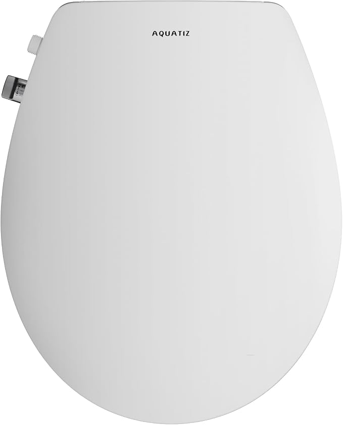 Round Bidet Toilet Seat with Soft Close and Quick Release,Non-Electric Bidet Seat with Dual Nozzles