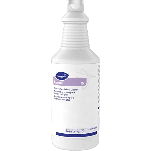 Diversey 94995295 Emerel Multi-Surface Creme Cleanser, Mild Abrasive Cleaner for Restroom and Hard Surfaces, Squeeze Bottle, Ready-to-Use, Fresh Scent, 32 Ounce (Pack of 12)