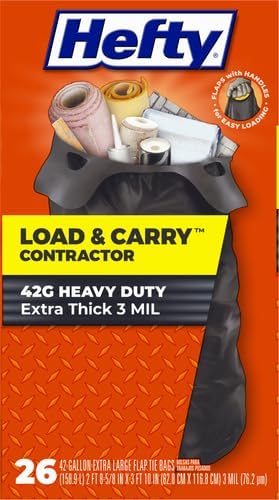 Hefty Heavy Duty Trash Bags, Large | 42 Gallon | For Contractors | 26 Count, Pack of 2