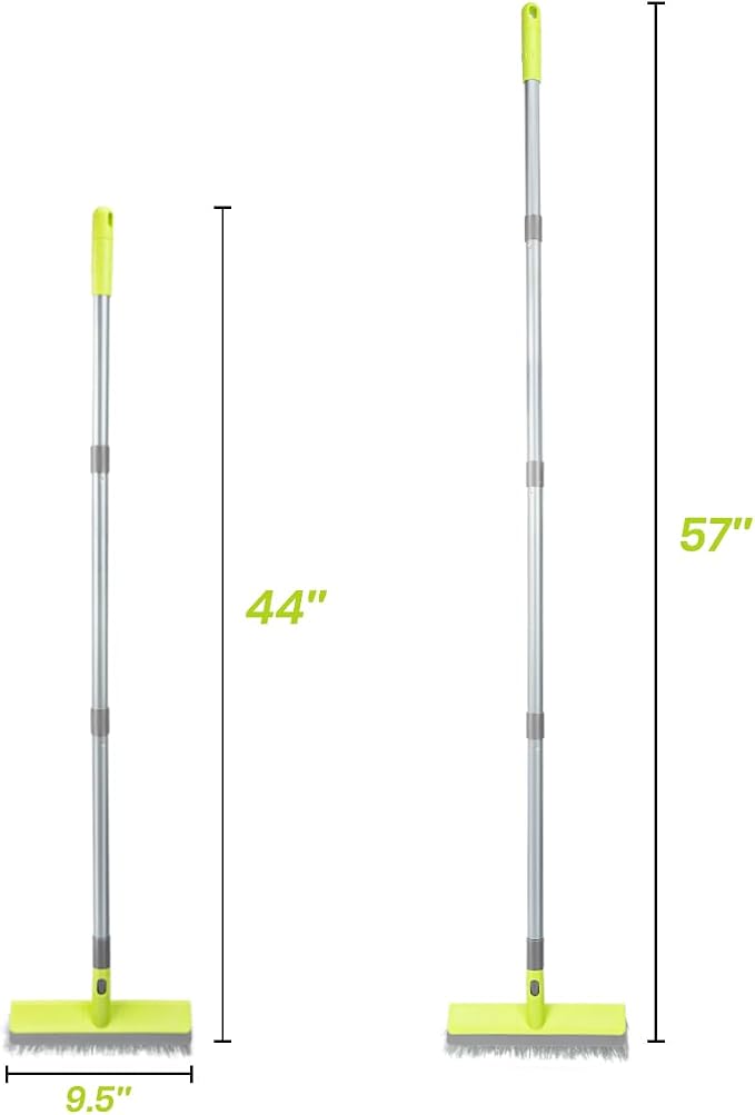 Floor Scrub Brush and 2Pack 24-inches Push Brooms, 2 in 1 Floor Brush and 24" Outdoor Push Broom Brush for Floor Cleaning