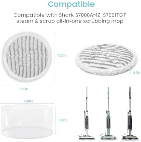 2 Count Upgraded Steam Scrub Brush Heads + 8 Pack Steam Mop Replacement Pads for Shark Steam and Scrub Mop S8201 S8001 S7201 S7000 Series