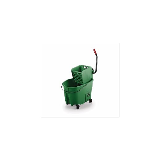 Rubbermaid Commercial Products WaveBrake 35 QT Side-Press Mop Bucket and Wringer Combo on Wheels Green for Heavy-Duty Floor Cleaning