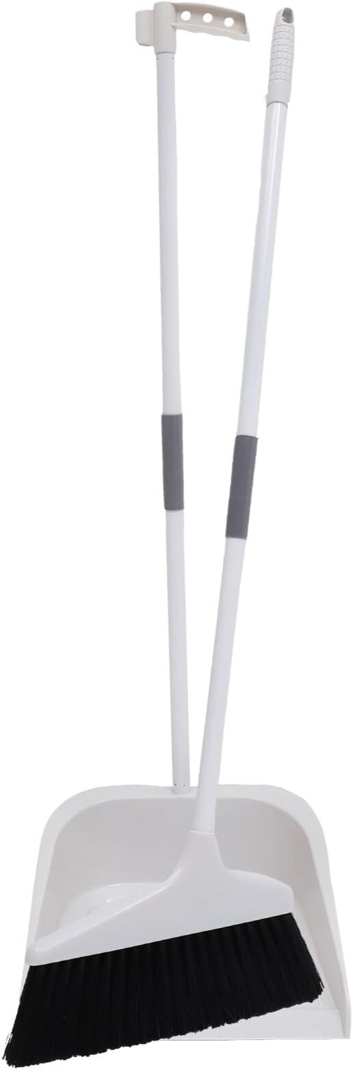 Lurrose Broom and Dustpan Set Heavy Duty Floor Cleaning Kit with Soft Bristles and Ergonomic Long Handle for Home Kitchen Tile and Hardwood Surfaces