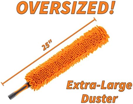 1.5-3 ft Window Squeegee with Long Handle & Ceiling Fan Duster // Car Window Cleaner Tool & Window Squeegee with Scrubber with Telescopic Extension Pole