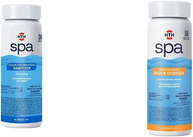 HTH Spa 86134 Clear Chlorinating Sanitizer and 86135 Non Chlorine Shock Oxidizer for Spa and Hot Tub Care