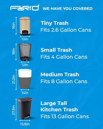 FORID Small Clear Trash Bags, 2.6 Gallon Garbage Bags, Wastebasket Bin Liners 110 Count Plastic Trash Bags for Bathroom Bedroom Office Garbage Can 10 Liters - Durable & Thick Trash Bag