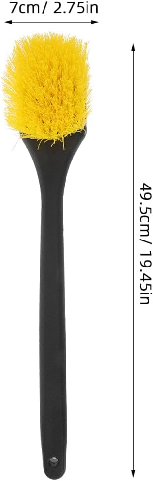 Long Handle Car Tire Brush with Heavy Duty Stiff Bristles for Wheel and Rim Cleaning Ergonomic Grip Car Wash Detailing Tool