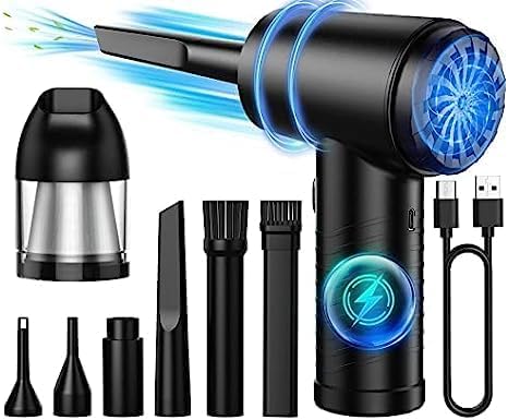 Compressed Air Duster, BIRKINHOME Electric Air Duster w/LED Light, Keyboard Cleaner for Office, Replacement Compressed Air Can, Rechargeable Air Blower for for Computer, PC, Air Conditioner Filter