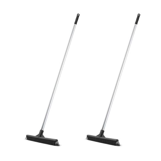 Superio 16” Pet Hair Remover Silicone Broom - Carpet Rake for Fur Removal - Rug Rake to Fluff Carpet – for Dust on Hardwood Floor & Tile – Rinse to Clean, 2 Pack