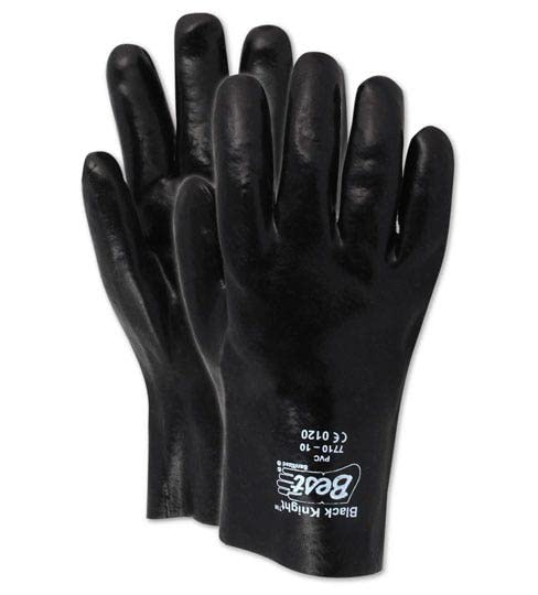 MAGID 3680R SHOWA Best Glove Black Knight Black Vinyl Gloves, Large, Black , Large (Pack of 12), 10"