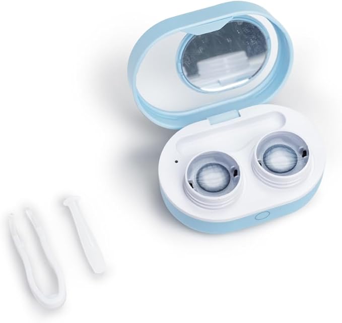 ReO2 Mini Pro Soft Contact Lens Cleaner with Advanced Electrophoresis Technology, with Mirror and Tweezer (Blue)