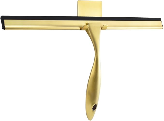 Stainless Steel Squeegee for Shower Doors, All-Purpose Shower Squeegee for Bathroom, Window and Car Glass, 14 Inches Brushed Gold