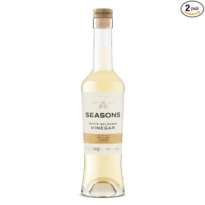 Seasons Sicilian Lemon Infused White Balsamic Vinegar – Zesty & Refreshing, Perfect for Salads, Marinades, and Drizzling 2 Pack