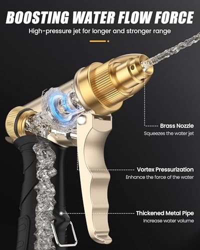 RAINPOINT Brass Garden Hose Nozzle & Quick Connect Kit, High-Pressure Sprayer Set