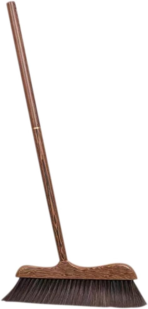 Unomor Wenge Wooden Scrubbing Broom Long Handle Floor Cleaning Broom with Soft Bristle Brush for Dust Removal Indoor Kitchen Patio Courtyard Sidewalk 32.28 X 11.81 X 0.78 in