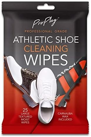 ProPlay Athletic Shoe Cleaning Wipes | Carnauba Wax Included | Repels Water from Shoes | Powerful Cleaner That Removes Dirt, Grass, and Sand | Convenient, Resealable Pack - Unscented | 24 Pack