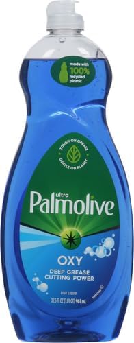 Palmolive Ultra Oxy Liquid Dish Soap, Deep Grease Cutting, No Soaking Needed, Powerful on Plastics, Dishwashing Liquid, 32.5 fl oz (Pack of 2)