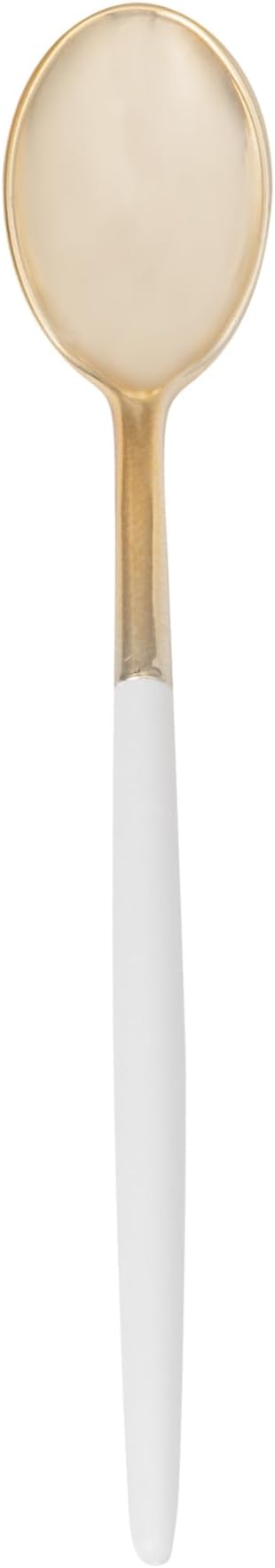 Restaurantware-Moderna 7.75 Inch Fancy Flatware, 50 Durable Plastic Flatware - With White Handle For Grip, Heavy-duty, Gold Plastic Spoons, Easily Disposable Or Restaurants