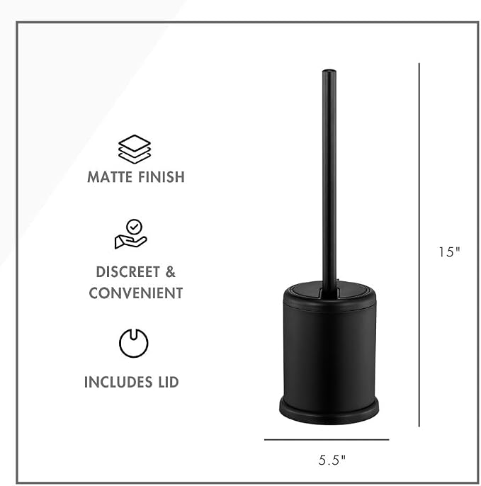 ToiletTree Products Deluxe Toilet Brush with Lid - Black 2 Pack