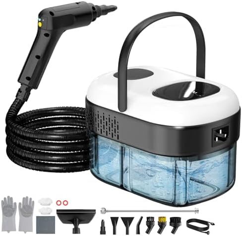Pressurized Steam Cleaner, 3-Level Adjustable Handheld Steamer Cleaning for Home, 15s Fast Heat-Up & 47.3oz Tank, 2500W Multi-Surface Portable Steamer for Floor/Grout/Car with 33PCS Accesssories