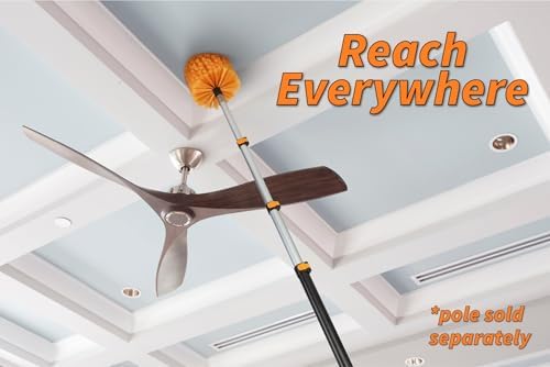 4-12 ft Telescopic Light Bulb Changer for High Ceilings with Cobweb Duster Head Brush // Light Bulb Remover Kit - Suction Cups, Basket and Microfiber Cloth // Spider Web Remover for Outdoor & Indoor
