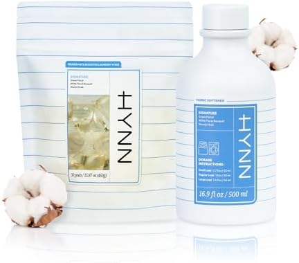 HYNN Bundle Set Fabric Softener and Laundry Detergent Pods - Plant-Based Formula, No Harsh Chemicals, White Woody Musk Scent