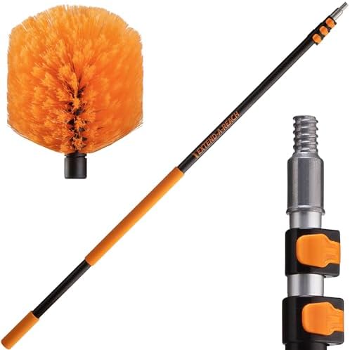 5-13 ft Cobweb Duster with Extension Pole // 20 Foot High Reach Spider Web Cleaner Cobweb Brush for Outdoor & Indoor Web Cleaning // Lightweight & Sturdy Telescopic Pole // The Ultimate Dusting Kit