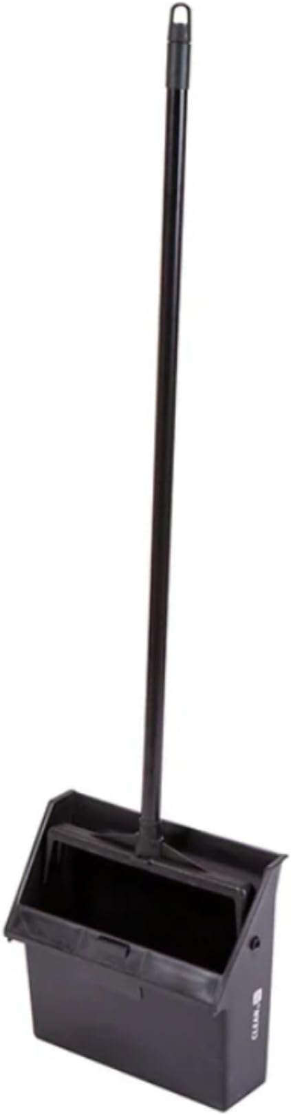 Restaurantware RW Clean 11.8 x 11 x 34 Inch Stand Up Dustpan 1 With Handle Lobby Dustpan - Broom Sold Separately With Broom Clip Black Plastic Long Handle Dust Pan Lightweight Heavy-Duty