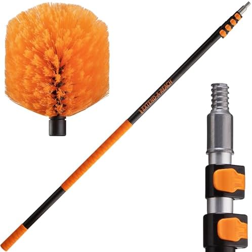 7-18 ft Cobweb Duster with Extension Pole // 30+ Foot High Reach Spider Web Cleaner Cobweb Brush for Outdoor & Indoor Web Cleaning // Lightweight & Sturdy Telescopic Pole // The Ultimate Dusting Kit