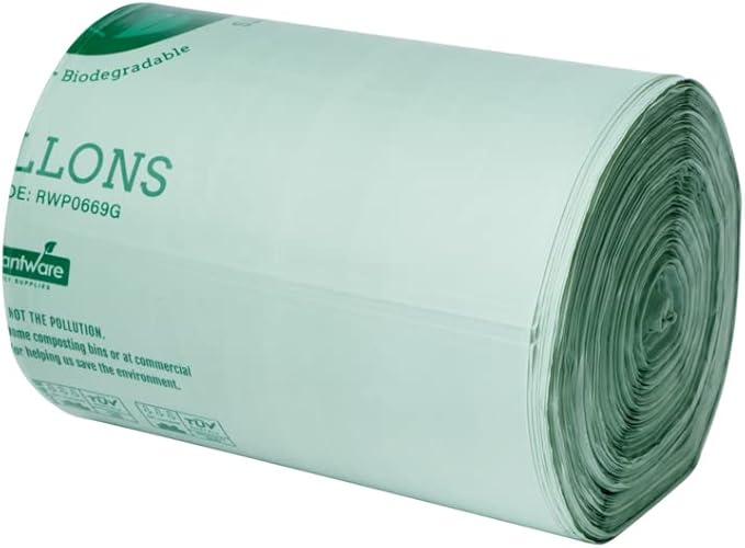 Restaurantware-RW Eco 13 Gallon Biodegradable Garbage Bags, 100 Compostable Trash Bags - Star Seal Bottom, Won't Tear Or Leak, Green Plastic Trash Can Liners, BPI-Certified, For Office And Homes