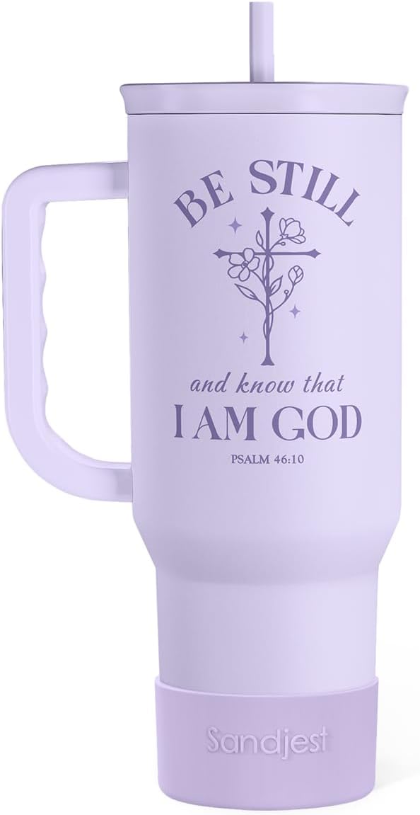 Christian Gift for Women – Insulated Stainless Steel Tumbler with Handle and Straw - Religious Inspirational Gifts for Birthday Christmas, 40oz