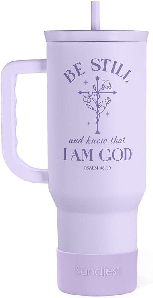 Christian Gift for Women – Insulated Stainless Steel Tumbler with Handle and Straw - Religious Inspirational Gifts for Birthday Christmas, 40oz