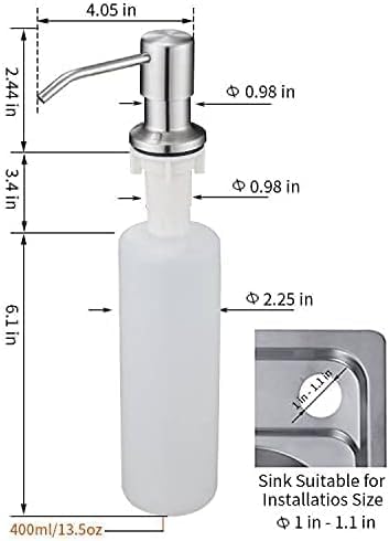 Kitchen Sink Faucet with Soap Dispenser, Kitchen Faucet with Pull Down Sprayer Stainless Steel Single Handle High Arc Pull Out Brushed Nickel Faucet for Bar Laundry RV Utility Sink