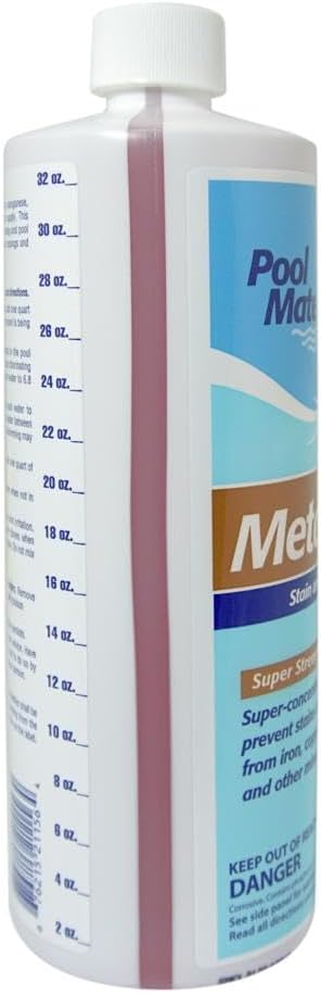 Pool Mate 1-Quart 2-Pack Concentrated Metal Out Stain and Mineral Inhibitor, Pool Metal Remover, Stain Remover, Made in USA