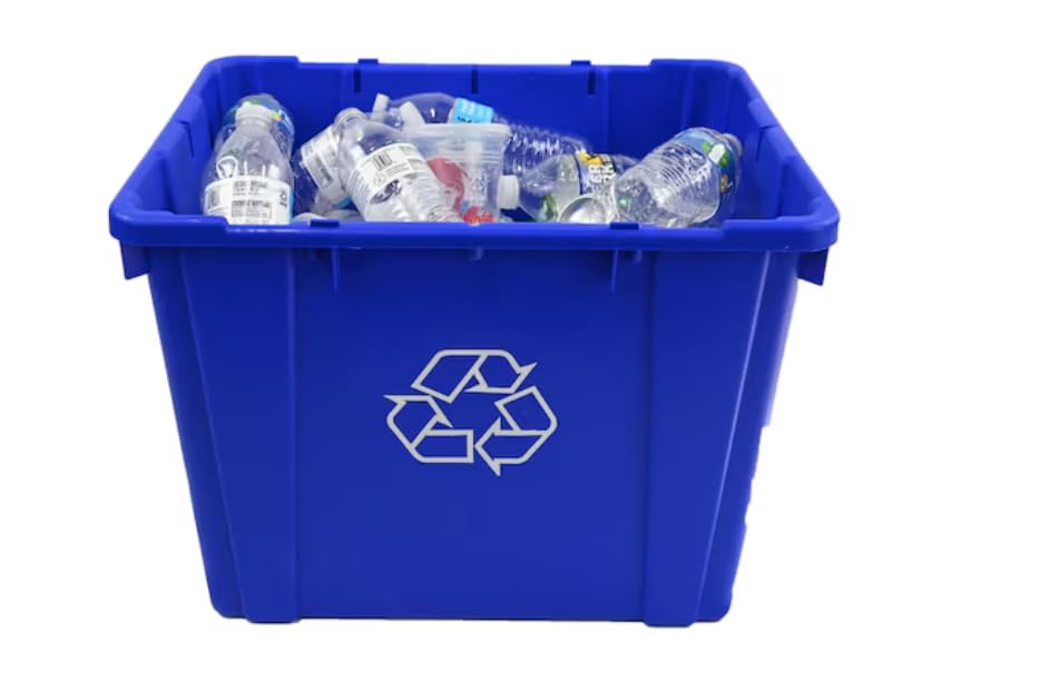 14 Gallon Blue Indoor or Outdoor Recycling Bin Stackable Made in The USA from 100% Recycled Products