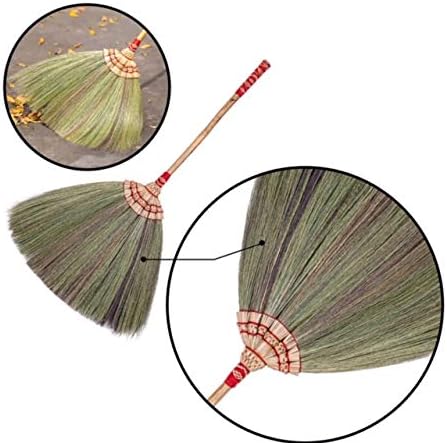 Asian Flower Grass Broom Witch Broom Bamboo Stick Handle Red or Green on Random