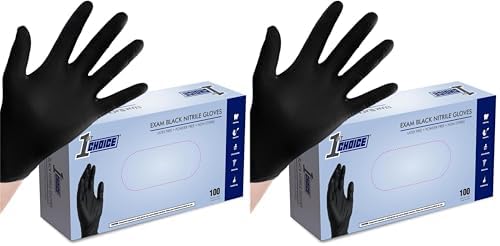 1st Choice Black Nitrile Gloves Disposable Latex Free - Exam Grade Black Gloves for Cooking, Medical, Dental, Cleaning - 4mil