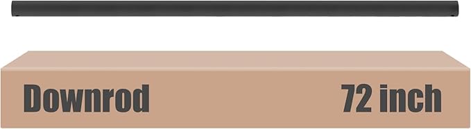72 inch Ceiling Fan Downrod, 6 FT Black Downrod for Ceiling Fan, 1 inch Outside Diameter, Boom Suitable for a Wide Range of Fans (Black, Not Threaded)