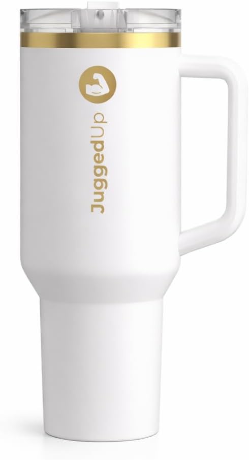 Hydra 40oz Insulated Stainless Steel Tumbler with Handle & Flip Straw Lid – Leak Proof Vacuum Travel Mug, Cup Holder Compatible, BPA Free – Arctic Gold